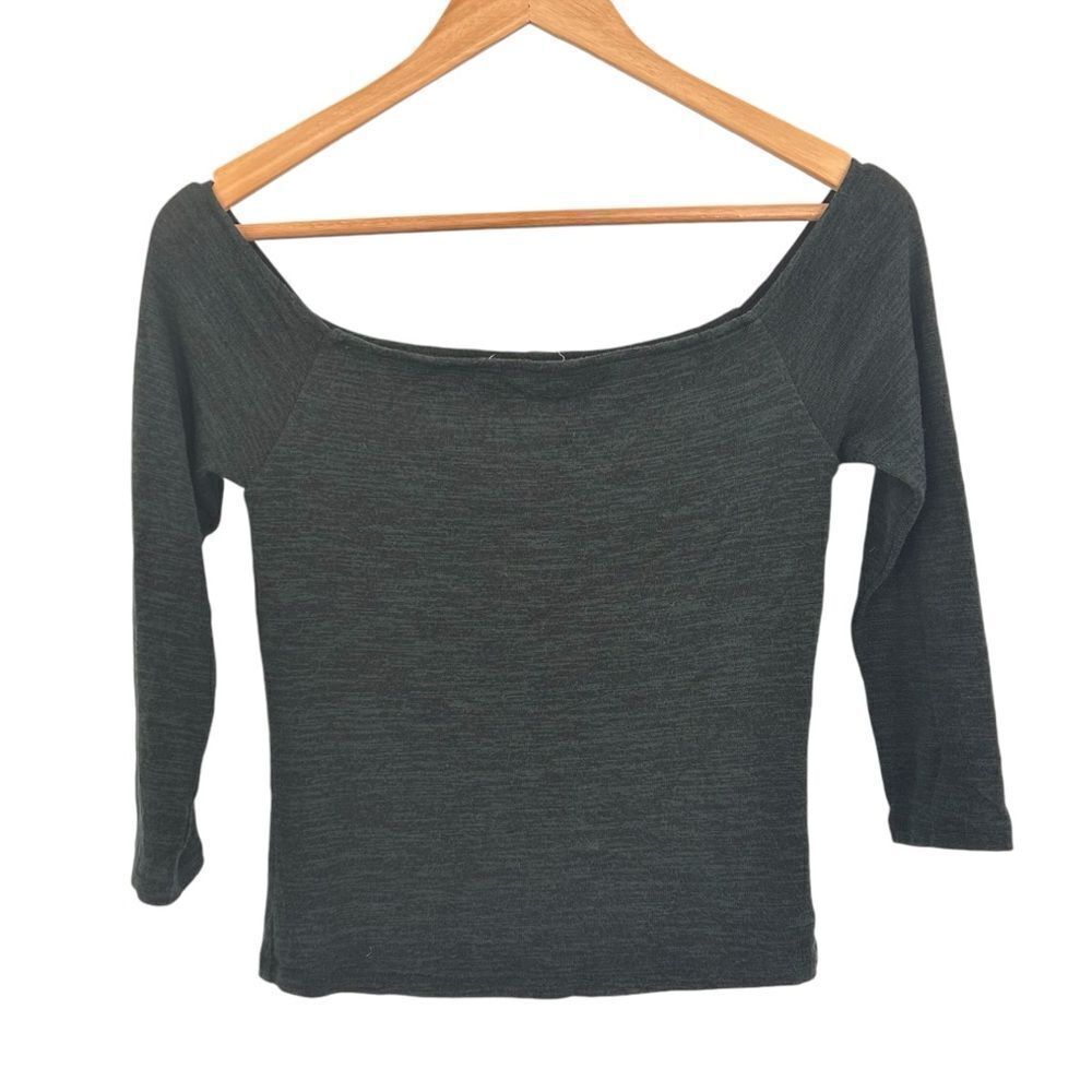 Rag and Bone charcoal gray fitted wide boat neck top size small